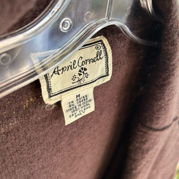 April Cornell 90s Chocolate Brown Long Sleeve Sweater Cardigan M Wool Vintage - Picture 11 of 16
